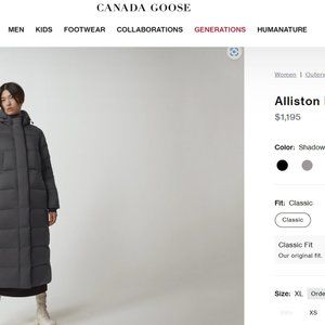 NWT Canada Goose Alliston Parka- Full length Classic in Shadow 🇨🇦🦆
